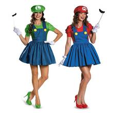 Halloween Super Mario Luigi Bros Costume Women Sexy Dress Plumber Costume Adult Mario Bros Cosplay Costume Fancy Dress 2024 - buy cheap