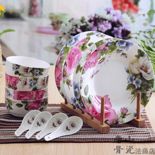 Juego de 12 piezas de vajilla de porcelana, vajilla de cerámica blanca refinada, con diseño de flores, vajilla china de hueso 2024 - compra barato