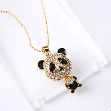 Colgante de Panda con diamantes de imitación para mujer, bonito collar de cristal para suéter, collares, joyas de accesorio, regalo de Navidad, 2021 2024 - compra barato