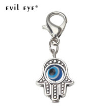 EVIL EYE 10pcs/lot 35*13mm Evil Eye Beads Hamsa Hand Charms Pendent Lobster Clasp Pendant Key Chain Jewelry Accessories EY1909 2024 - buy cheap