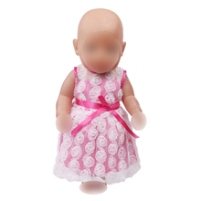 Roupas de boneca roupas de bebê fofas de renda rosa vestido vermelho encaixa de 43 cm bonecas de bebê e 18 polegadas boneca acessórios de roupas f590 2024 - compre barato