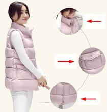 Women Waistcoat Winter Jacket Thicken Collar Cotton Down Warm Push button Vest Female Plus Size Large pocketsOutwear 2024 - buy cheap