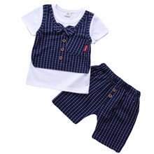 Children Clothing 2020 Summer Boys Clothes Gentleman T-shirt+Shorts 2pcs Outfit Kids Clothes Suit For Toddler Boys Clothing Sets 2024 - buy cheap