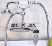 Polished Chrome Wall Mounted Bathroom Faucet Bath Mixer Tap With Hand Shower Head Shower Faucet Kna180 2024 - buy cheap