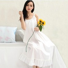 pure cotton skirt strap nightgown fresh royal white sexy sleepwear female full dress plus size loose lounge 2024 - buy cheap