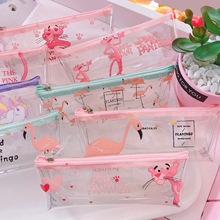 Kawaii Cute Pink Flamingo Unicorn Panther PVC Pencil Case Storage Organizer Pen Bags Pouch Pencil Bag School Supply Stationery 2024 - buy cheap