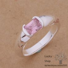 Anel de prata esterlina 925 ar120, joias fashion de prata 925 com pedras rosa 2024 - compre barato