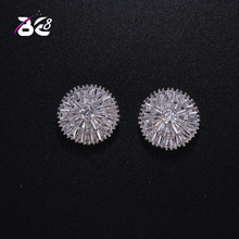 8 de forma redonda AAA + circones cúbicos pendientes para las mujeres moda Stud pendientes de alta calidad E414 2024 - compra barato