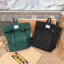 New Nylon Waterproof Casual Student Backpack Harajuku Style Solid Color Buckle Bag Large Capacity Travel Bag Unisex 2024 - buy cheap