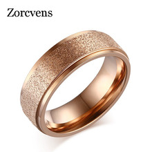 ZORCVENS New Fashion Titanium Steel Ring High Quality Black Rose Gold Silver Color Wedding engagement Frosted Rings for Women 2024 - buy cheap