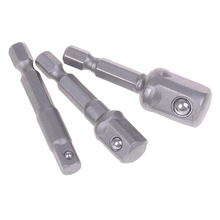 New 3pcs/set Chrome Vanadium Steel Socket Adapter Hex Shank To 1/4" 3/8" 1/2" Extension Drill Bits Bar Hex Bit Set Power Tools 2024 - buy cheap