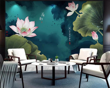 Beibehang mural chino papel pintado tinta lotus Sala decoración de pared de fondo de dormitorio pintura TV 3d fondo 2024 - compra barato
