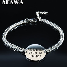 2021 Fashion Letter Grandmother Stainless Steel Bracelet for Women Silver Color Chain Bracelets Jewelry pulsera espana B1833S01 2024 - buy cheap