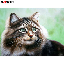 Kamy yi quadrado completo/broca redonda 5d diy pintura diamante "gato bonito" bordado ponto cruz mosaico casa decoração presente hyy 2024 - compre barato