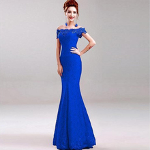 Вечерние платья с открытыми плечами Королевского синего и красного цвета с аппликацией в виде русалки, вечерние платья с бисером, вечернее платье, Vestido De Noite 2024 - купить недорого