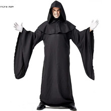 Gothic Men Black Wizard Magician Cosplay Halloween Hell Devil Demon Costumes Carnival Purim Nightclub Bar Role Play party dress 2024 - buy cheap