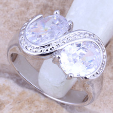 Elegant White CZ Silver Plated  Women's Ring Size 6 / 7 / 8 / 9 R1341 2024 - buy cheap