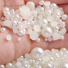 Hisenlee 1000pcs/bag Mix Sizes 2-12mm Beige/White ABS Half Round Imitation Pearl For Round Pearls Crafts DIY Scrapbook Beads 2024 - buy cheap