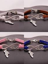 1pc infinity handmade bracelet leather vintage charm wax cord fashionable Multilayer Braided jewerlly Bracelet  6540-6546 2024 - buy cheap