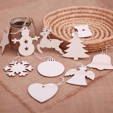 10PCS DIY Christmas Snowflakes Deer Tree Wooden Pendants Ornaments Christmas Party Decorations Xmas Tree Ornaments Kids Gifts 2024 - buy cheap