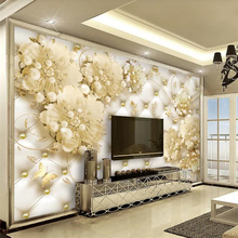 beibehang Custom wallpaper 3d photo murals pearl soft bag jewelry floral background wall living room bedroom wallpaper 3d mural 2024 - buy cheap