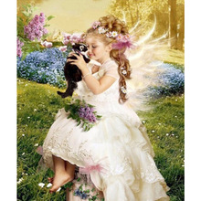 HOMHOL Full Square/Round Drill cat 5D DIY Diamond Painting "Angel girl " diamond Embroidery Cross Stitch 5D Home Decor Gift kit 2024 - buy cheap