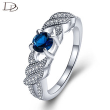 Женские круглые кольца DODO с синим фианитом AAA, обручальные кольца серебряного цвета, Dm139 2024 - купить недорого