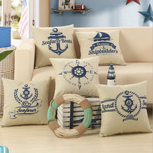 Pirate Ship Cotton Linen Sail Anchor Sofa Cushion 45x45cm/17.7x17.7'' Embrace Throw pillow Home Decor Seat Cushion Home&Garden 2024 - buy cheap