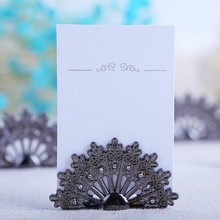 (200 pieces/lot) Antiqued Peacock Place Card Holder Wedding Party Table Decoration Bridal Shower Souvenir Seat Card Holder 2024 - buy cheap