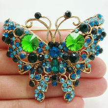 Vintage Fashion Green Butterfly Animal  Art Nouveau Brooch Pin Rhinestone Crystal Party Jewelry 2024 - buy cheap
