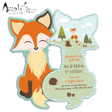 Woodland Theme Invitation Card Birthday Party Supplies Fox Invitation Party Decorations Kids Event Birthday Custom Made 16PCS 2024 - buy cheap