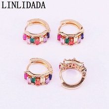 6Pairs, fashion jewelry for Women Rainbow cz micro pave round shape earrings high quality 2024 - buy cheap