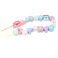 Забавные деревянные транспортные средства и количество шнуровки блоки набор детей Threading & String Beads развивающая игрушка подарок 2024 - купить недорого