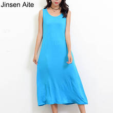 Jinsen Aite Women Sleeveless Modal Summer Dress 2019 Plus Size 5XL 6XL O-Neck Casual Fashion Loose Ladies Dresses Big Size JS151 2024 - buy cheap