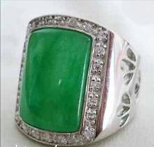 Hot sale new Style >>>>Beautiful Tibet silver Green stone Men's Rings Size 9-11 2024 - buy cheap