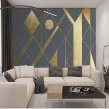 3D абстрактная фотография роспись обои на заказ стерео геометрические абстрактные золотые треугольники фон для телевизора обои 2024 - купить недорого