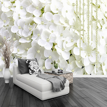 Modern Fashion 3D Stereoscopic White Flowers Jewelry Pearl Photo Wallpaper Living Room Home Interior Decor Wall Mural Wallpaper 2024 - buy cheap