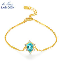 LAMOON 5x7mm 1.6ct 100% Natural Pear Cut Blue Apatite 925 sterling silver jewelry  Chain Bracelet LMHI043 2024 - buy cheap