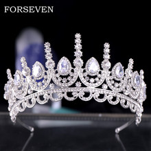 Tiara de la Corona de cristal joyería para el pelo de novia diadema concurso princesa tocado de corona novia Tiaras ornamentos de boda para el cabello 2024 - compra barato