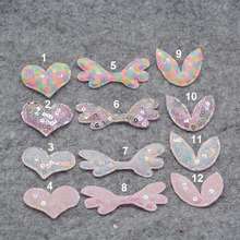 40pcs/lot lace Sequin Angel wing Padded Appliques for DIY handmade children's hair accessories gift decoration accessories 2024 - buy cheap