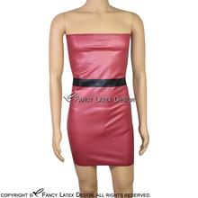 Metallic Red And Black Mini Sexy Latex Dress Above Knee With Zipper Back Rubber Bodycon Playsuit LYQ-0058 2024 - buy cheap