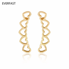 Everfast-1 par de brincos de coração conectados, brincos longos geométricos, fofos, amor, mulheres, moda boêmia, acessórios de joias 2024 - compre barato
