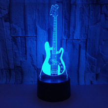 Guitarra elétrica 3d Led Nightlight Acrílico Visual das Crianças Decoração do Quarto Da Lâmpada Lâmpada de Mesa de Toque 3d Estéreo 3d Luz Da Noite 2024 - compre barato