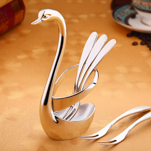 German 304 Stainless Steel Fruit Fork Set Dessert Tool Creative Zinc Alloy Swan Tableware Set 2024 - buy cheap