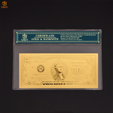 Smjy notas americanas de ouro 2 dólares, notas coloridas com folha de ouro, lembrança, coleção de cédulas planas 2024 - compre barato