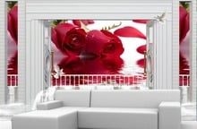 Papel de parede 3d palácio romano estereoscópico rosa papel de parede mural de flores decoração para casa 2024 - compre barato