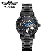 Relógios winner para homens, relógio inteiramente preto de aço inoxidável, mecânico, automático transparente, relógio de esqueleto, feminino 2024 - compre barato