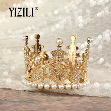 YIZILI New Girls Small Size pearl Tiara Crystal Flower Crown Tiaras Party Mini Tiara Wedding Hair Accessories Jewelry C052 2024 - buy cheap
