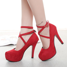 Fashion woman red black Pumps autumn thick heel shoes high-heeled shoes female the trend of ultra high heels female shoes 2024 - buy cheap