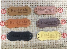 50 pcs   hand made PU leather Labels 40 mm* 15 mm /leather label /handmade with love  label /pu label 2024 - buy cheap